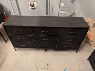 Dresser / Storage Organizer – Black Wood Top & Fabric Drawers