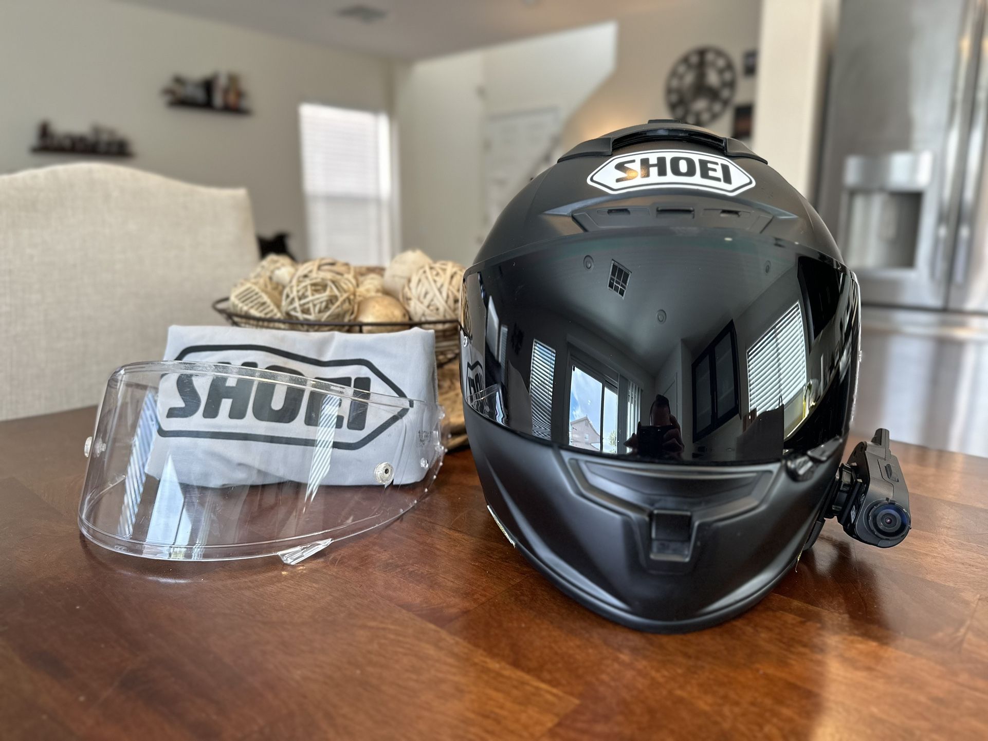 Shoei X14 Matte Black Racing Motorcycle Helmet Size XL w/Sena 10C Pro &2 Visors