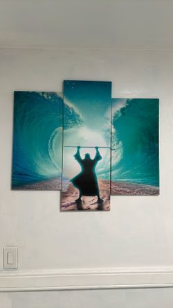 3 x 3 canvas, Moses and the ocean