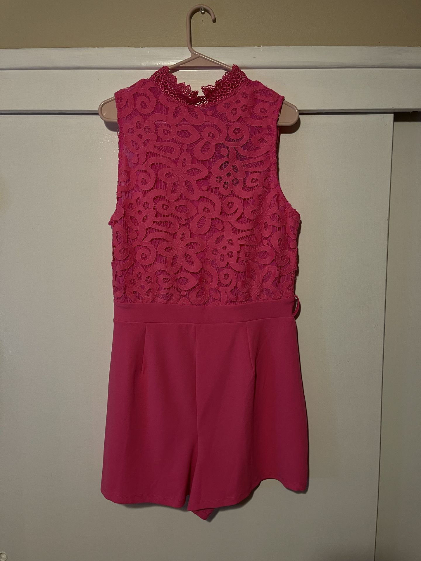 Pink luxury and lace romper