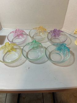 Vintage KIG Indonesia Pastel Rainbow Glass Bowls (Set of 6)-$25 CASH
