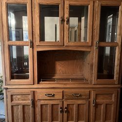 Large  Solid Oak China Cabinet