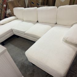 White New U Shape Sectional 