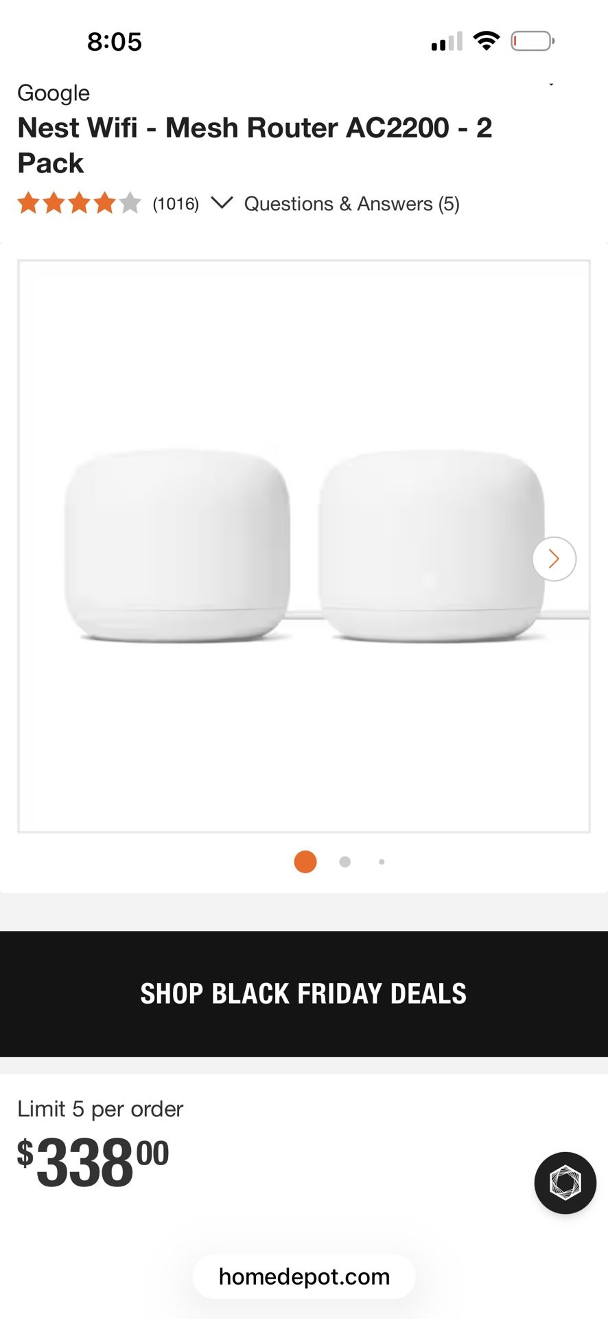 Google Nest Wifi - Mesh Router AC2200 - 2 Pack.   1 Router & 1 wifi point. coverage up to 4,400 sq. ft.
