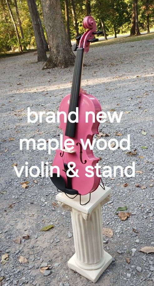 Brand New Maple Wood Violin With An Beautiful Powder Pink Finish, Stand And Pedestal Included 
