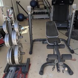 FULLY ADJUSTABLE WEIGHTS BENCH + SQUAT RACK COMBO