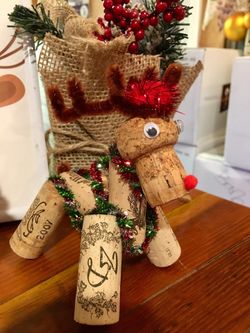 Napa Valley Wine Cork Reindeer Christmas Ornament