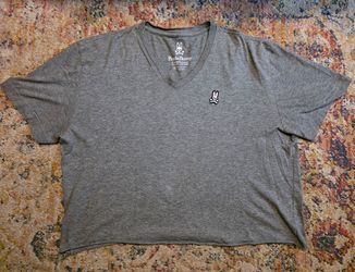 Psycho Bunny Woman's V-Neck Pullover Size 6 Gray 100% Pima Cotton Robert Godley