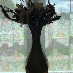 Beautiful 3 Foot Tall Vase With Artificial Flowers In Excellent Condition 10 Inches Wide