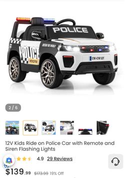Kids ride on police car