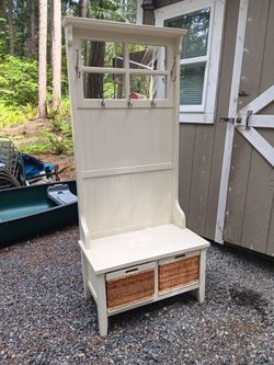 hall tree bench with 4 mirrors and drawers and pad can deliver