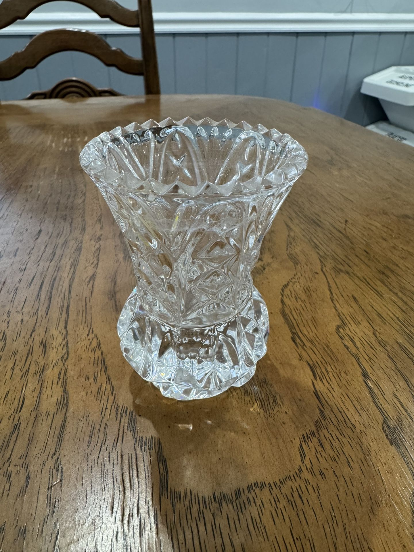 Vintage 1980 Heavy Kristal Zajecar Yugoslavia 24% Lead Crystal Vase Or Toothpick Holder