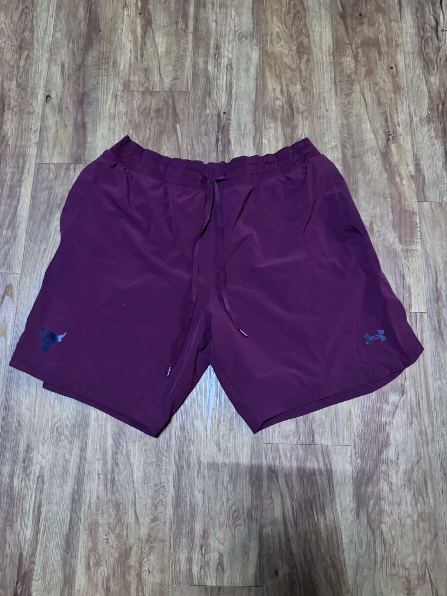 Under Armour Project Rock Performance Shorts Men's XXL Burgundy HeatGear Loose F