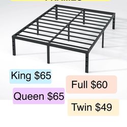 METAL PLATFORM BED FRAMES HEAVY DUTY VARIOUS SIZES & HEIGHTS - See pricing on pictures  (No box spring needed ) MATTRESS NOT INCLUDED  