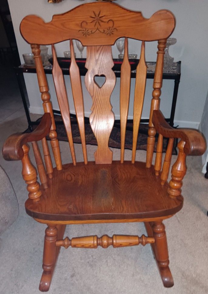 Vintage S Bent & Bros Solid Oak Colonial Rocking Chair
