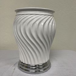 Ceramic And Chrome, Modern Vase