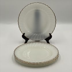 Fire King by Anchor Hocking Swirl Golden Shell Lustre Dinner Plates (Set of 4)