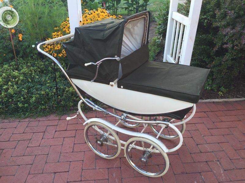 Antique English Silver Cross Pram Baby Carriage