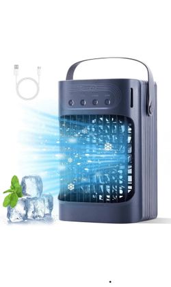Portable Air Conditioner 3 Cold Wind Speeds-3 Mist Levels, 7 Color-Changing LED Lights - 10W&900ml Water Tank, USB-Powered Evaporative Air Cooler Unit