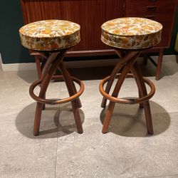 Vintage rattan Tiki Barstools Bamboo