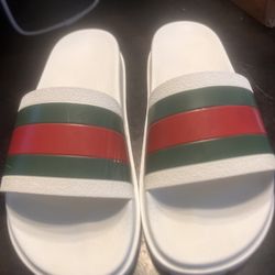 White Gucci Slides