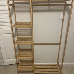 Bamboo storage clothing rack shelves