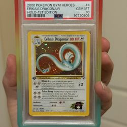 PSA 10 Erika's Dragonair 1st Edition Gym Heros Vintage