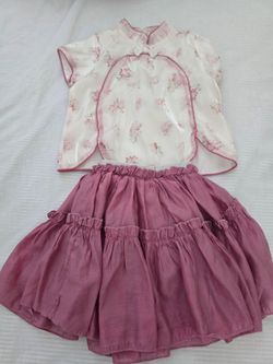 Chinese-style girls' floral two-piece Hanfu set 2T