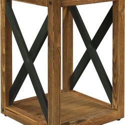 BAOBAB WORKSHOP Wood Side End Table for Living Room - Wooden Nightstand for Bedroom - Farmhouse Bedside Table Set for Storage - Accent Table - Walnut 