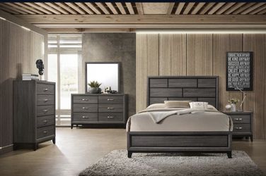 Grey 4 pc Queen size bedroom set (available in cali and eastern king ) 