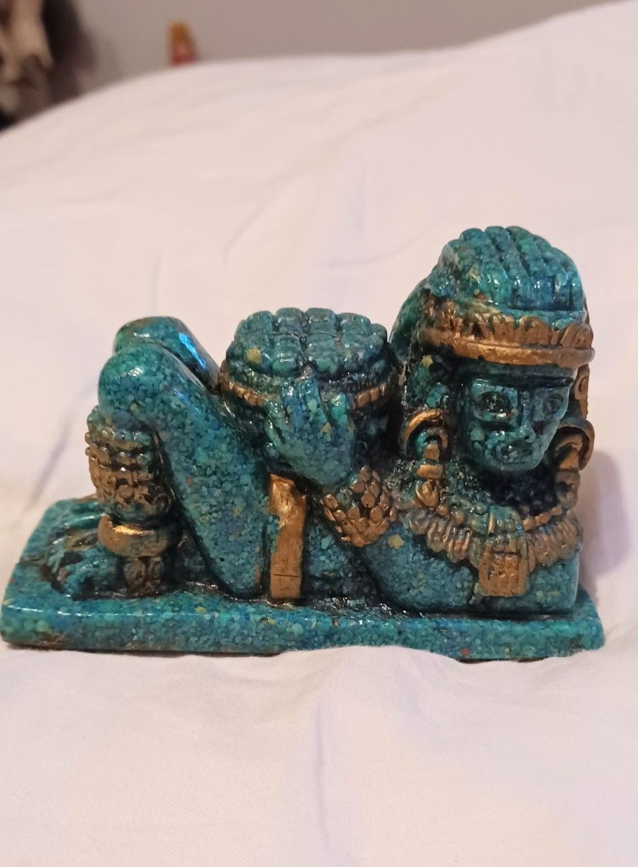 Vintage Mexican El Arte Azteca Peacock Stone Chuck Mall Statue
