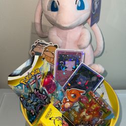 Mew Pokemon Plush Bucket Ultra Rare Holographic Pokemon Card Collectible 