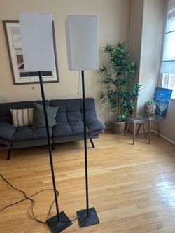 Modern Black Floor Lamp with White Shade (2 Available)