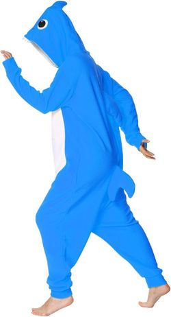 Markest Onesie Unisex Adult Pajamas Animal Blue Shark Cosplay Costume Sleepwear