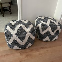 Blue And White Ottoman Poofs