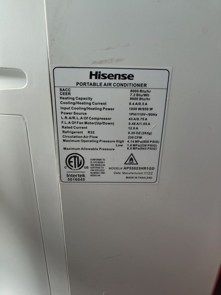 Hisense Portable AC Unit