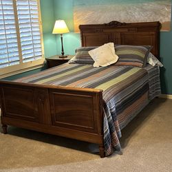 Antique French Walnut Louis XVI Style Bed - Late 1800's - Queen