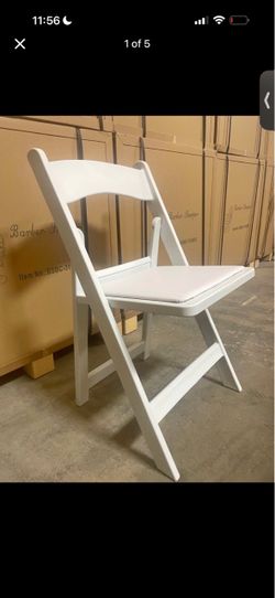 White Wood Folding Chair with Padded Seat
