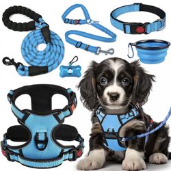 Lobeve No Pull Dog Harness, Collar & Leash Set, Fits Small Dogs, Blue - NWT