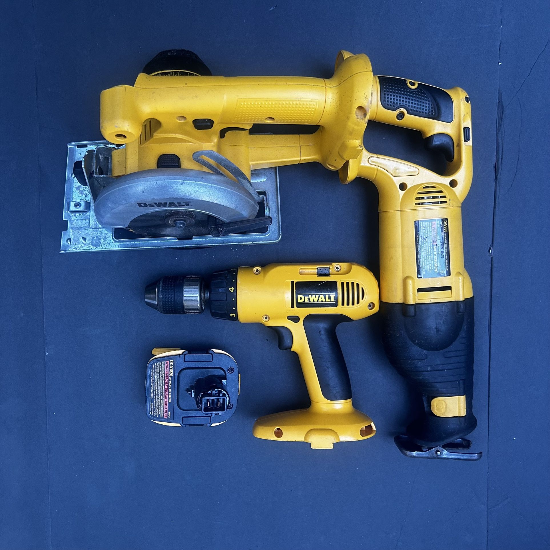 DeWalt 18V Cordless Tool Set – Drill, Sawzall, Circular Saw + Battery