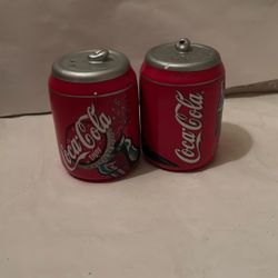 Ceramic Coca Cola Coke Can Shaped Salt & Pepper Shakers
