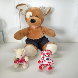 Build A Bear Floppy Eared Brown Dog Retired Spotted Eye 15” Super Soft Plush 2 minis 
