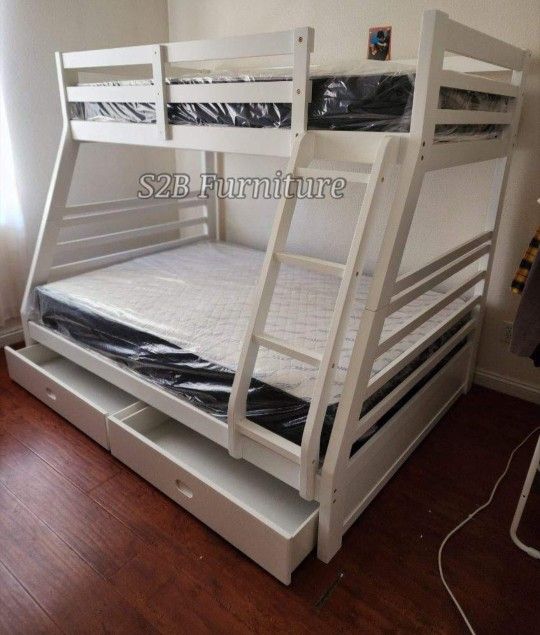 Twinfull White Bunk.bed With Ortho Included 