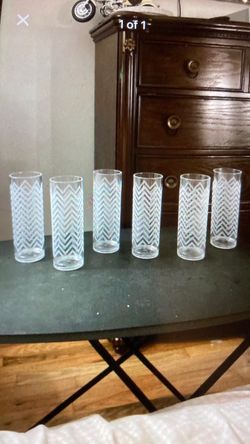 Set of 6 Chevron Print Tall Drinking Glasses