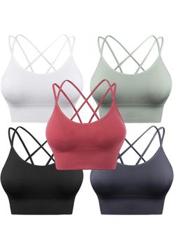 5-Pack Strappy Cross-Back Sports Bras