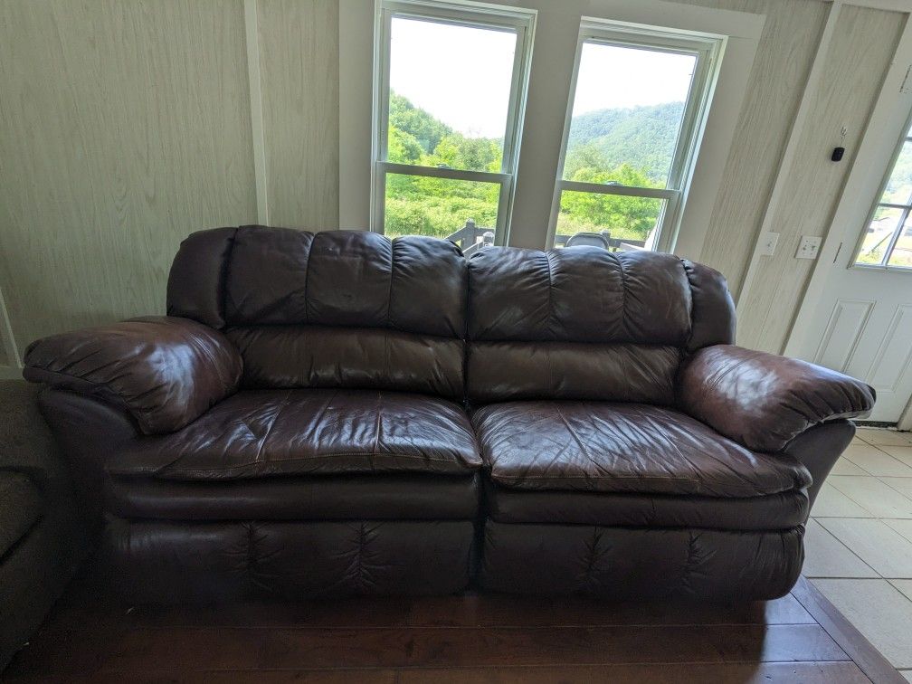 Mildly Distressed Leather Couch 
