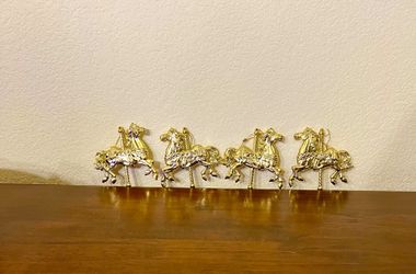 Set Of 4 Vintage Big Horse Ornaments 