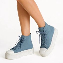 Converse Women's 'Modern Lift' Blue Suede Platform High Top Sneakers, 7