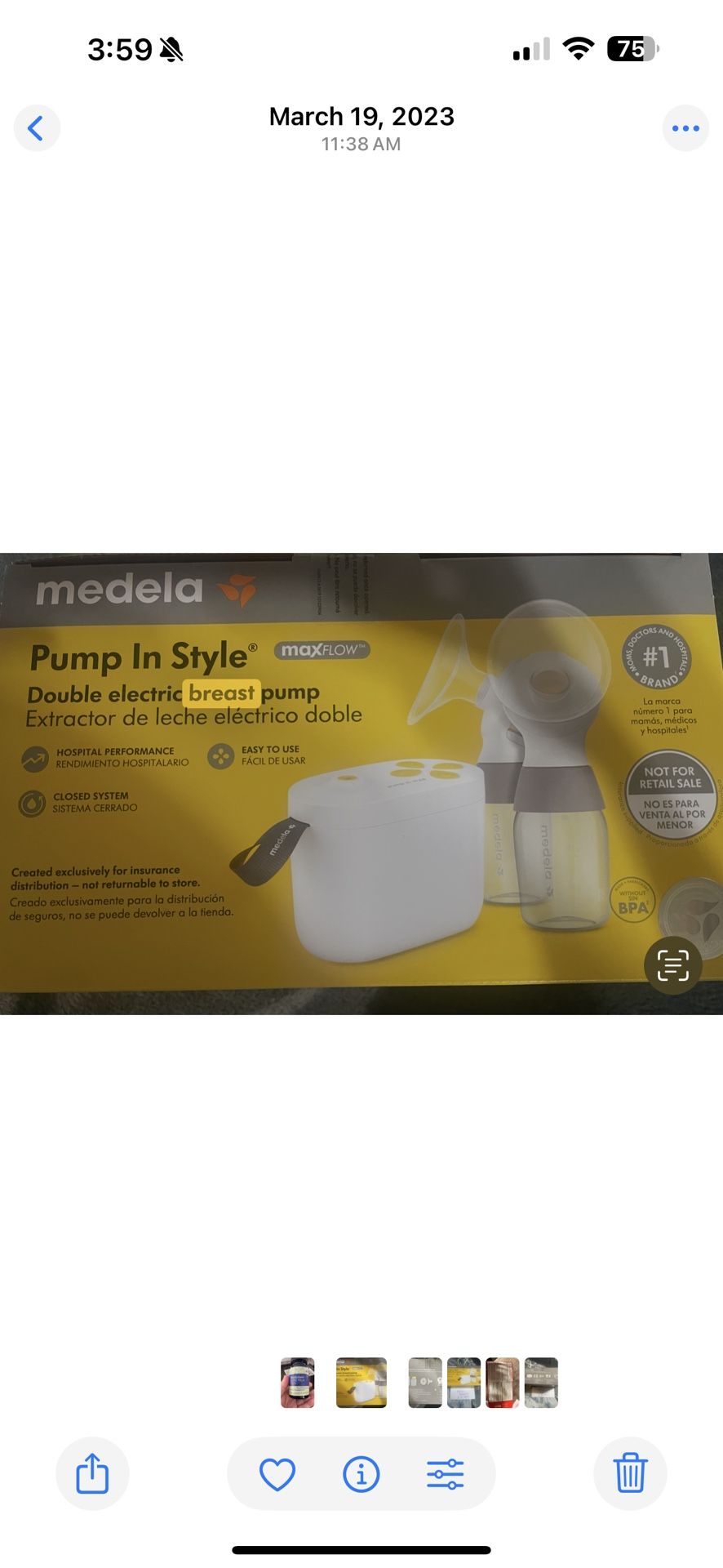 Medela Pump In Style Brand New Never Opened $65.00