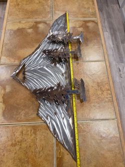 Large metal wall panel "Forest in the mountains" (36" / 91 cm), 3D Loft decor